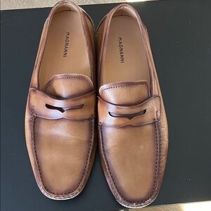 Magnanni Tan Leather Slip-On Loafers